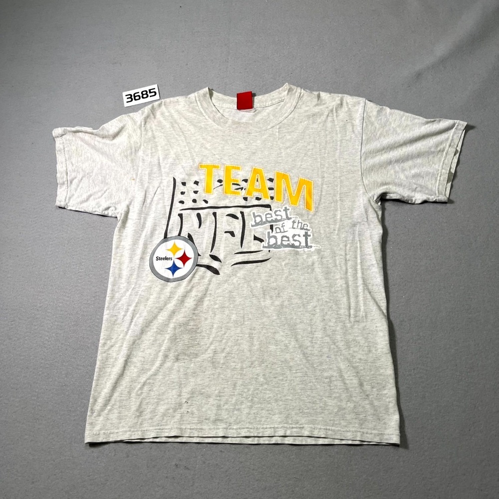 Vintage Pittsburgh Steelers T Shirt Mens Heather Gray NFL Team Best of the Best